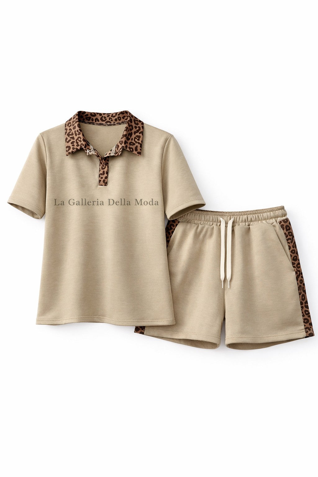 COORDINATO POLO E SHORTS "LEOPARD"