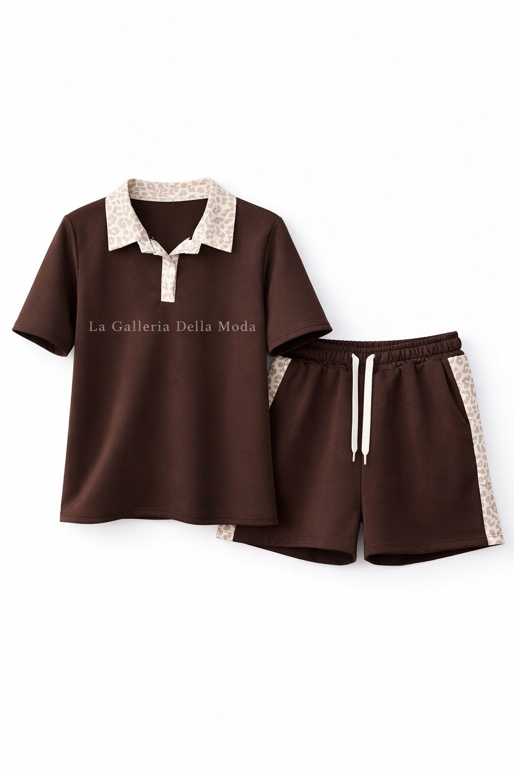 COORDINATO POLO E SHORTS "LEOPARD"