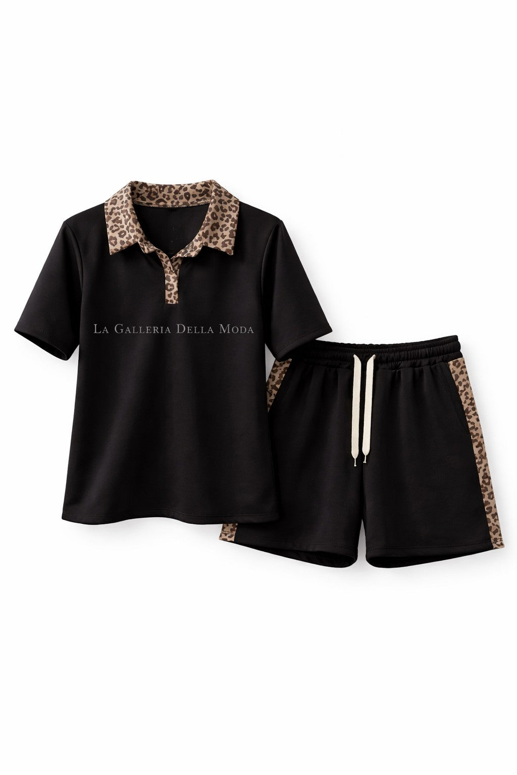 COORDINATO POLO E SHORTS "LEOPARD"