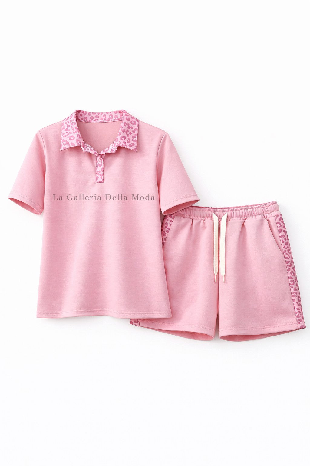 COORDINATO POLO E SHORTS "LEOPARD"