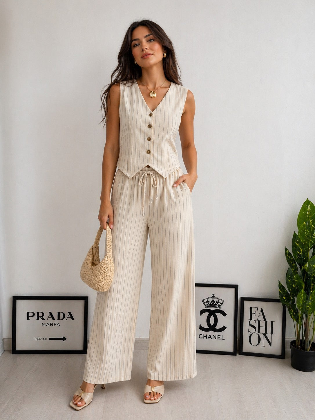 COORDINATO GESSATO CON GILET