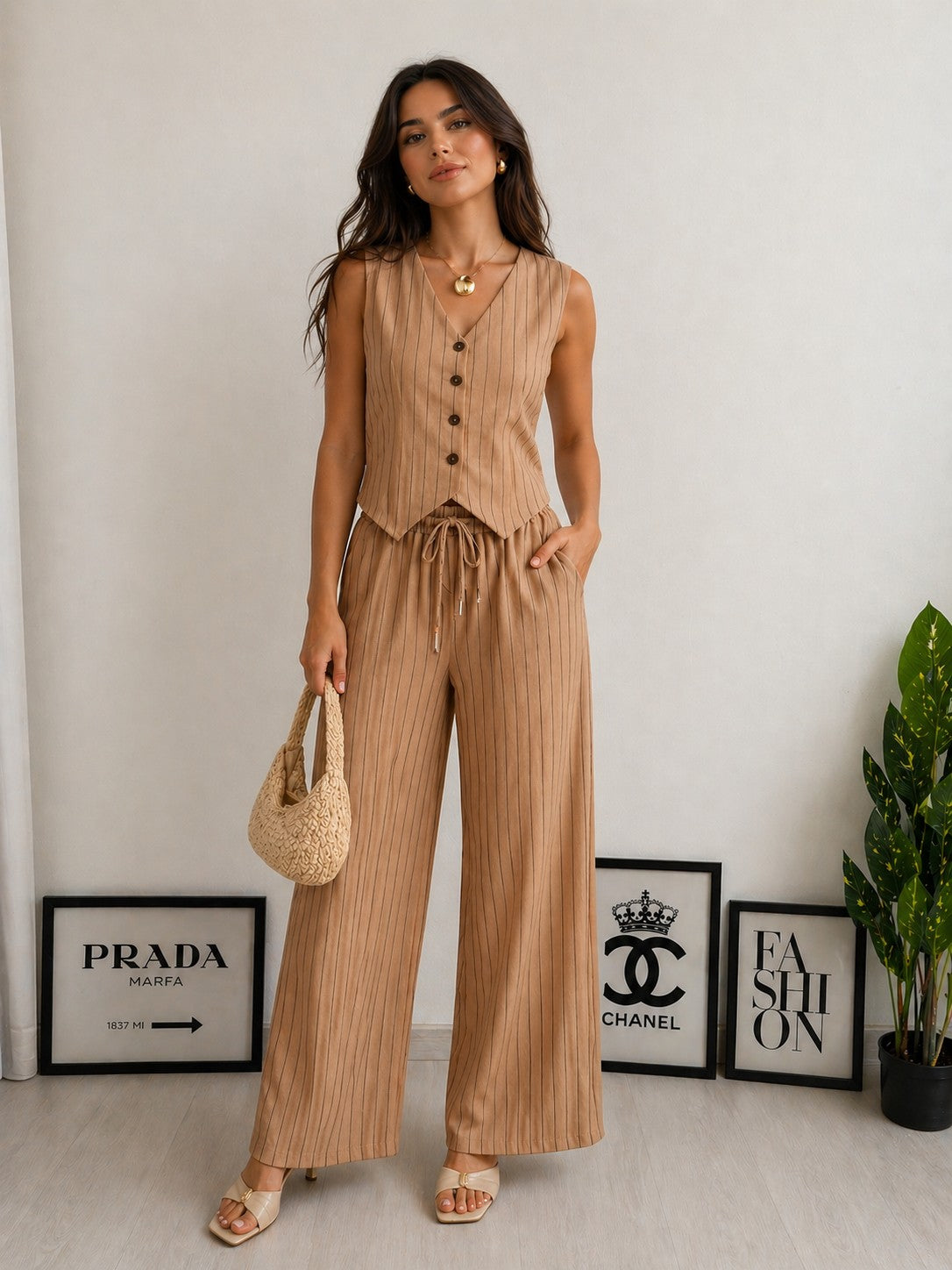 COORDINATO GESSATO CON GILET