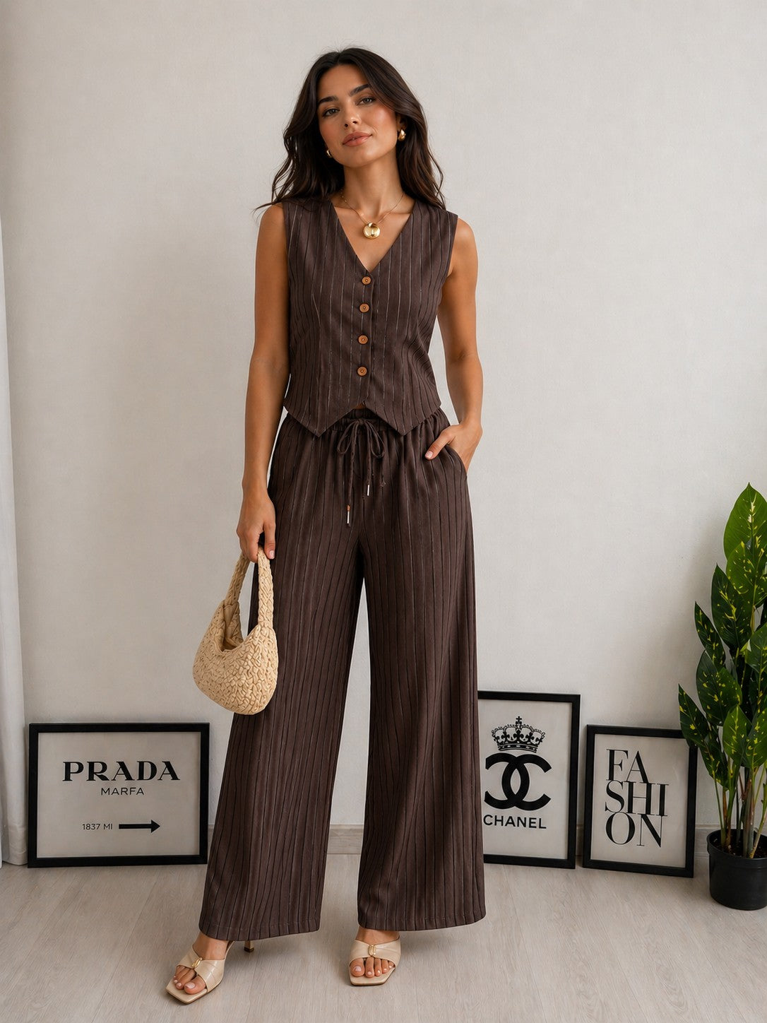 COORDINATO GESSATO CON GILET