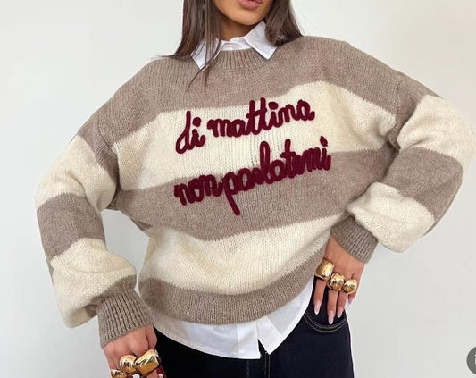 MAGLIONE COZY A RIGHE DI MATTINA NON PARLATEMI