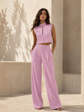 COORDINATO GESSATO CON PANTALONI PALAZZO