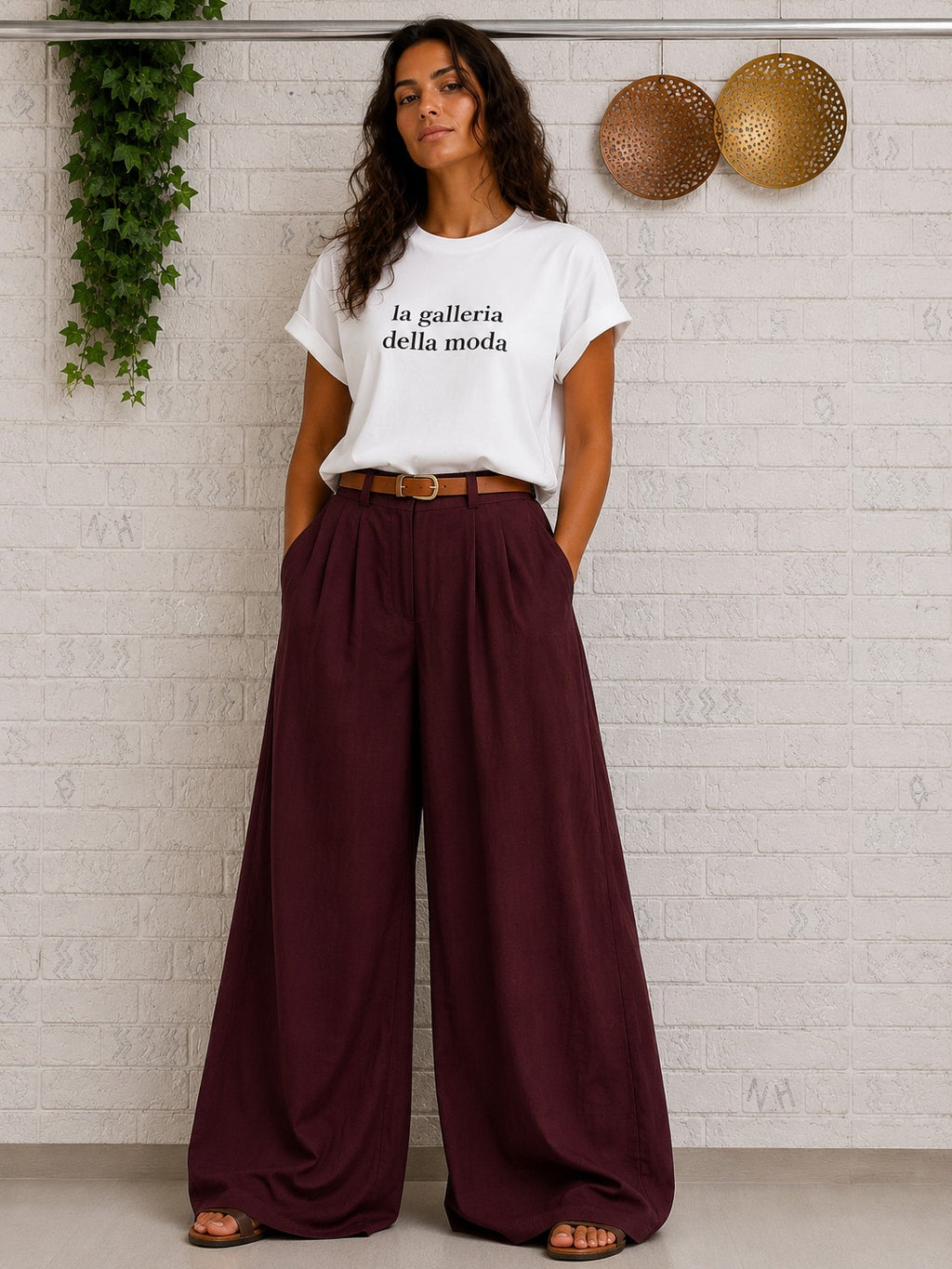 PANTALONI PALAZZO CON CINTURA