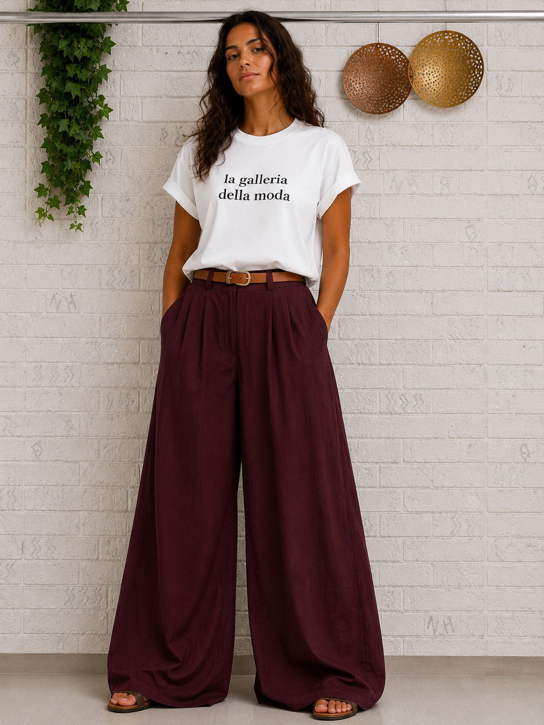 PANTALONI PALAZZO CON CINTURA