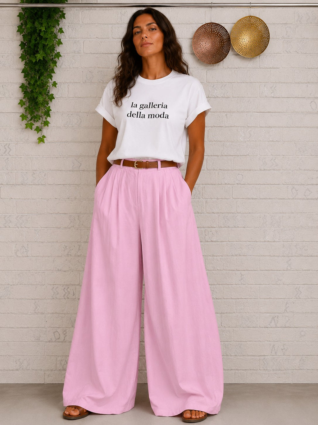 PANTALONI PALAZZO CON CINTURA