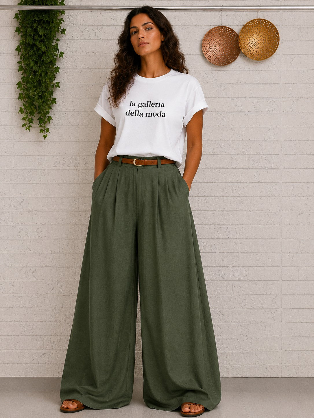 PANTALONI PALAZZO CON CINTURA