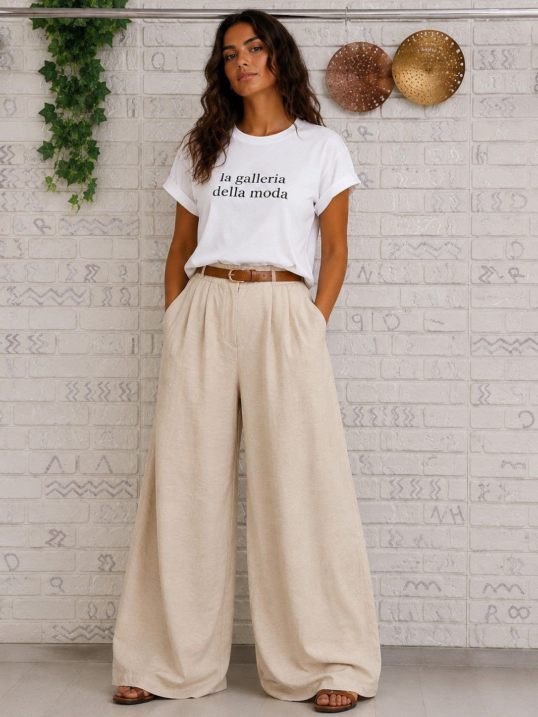 PANTALONI PALAZZO CON CINTURA